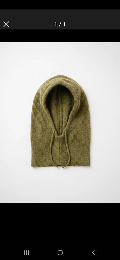 Olive Green Baby Alpaca Blend Balaclava