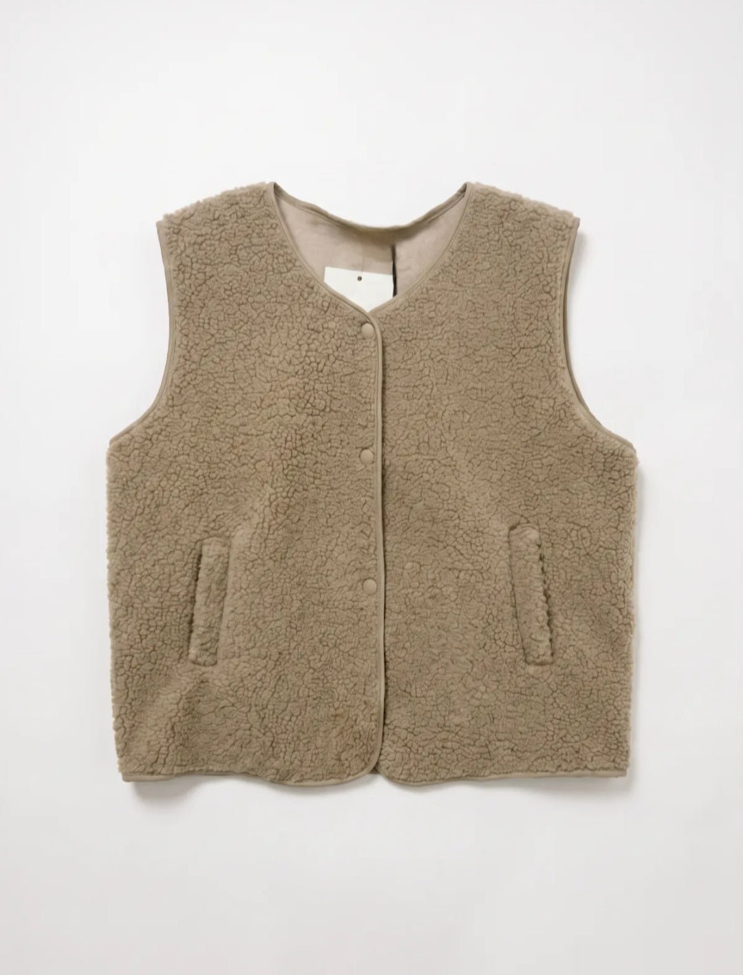 Teddy Fleece Button Front Gilet with Moleskin Style Lining