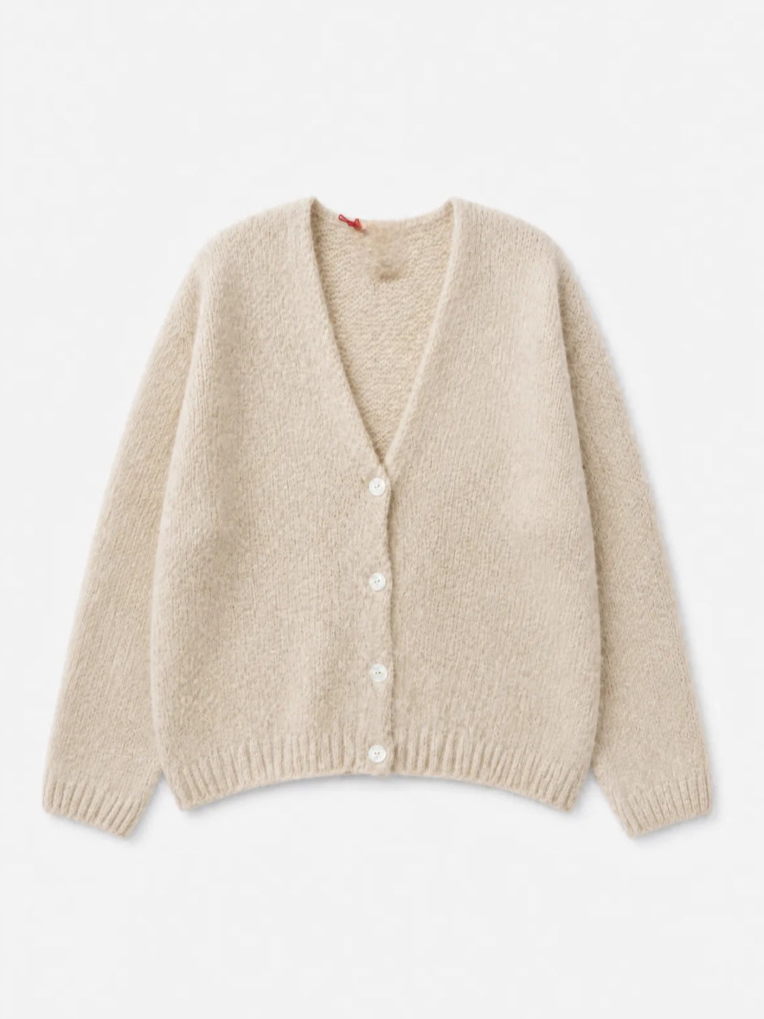 Oatmeal Mohair & Wool Blend V Neck Cardigan