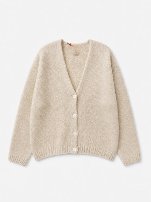 Oatmeal Mohair & Wool Blend V Neck Cardigan