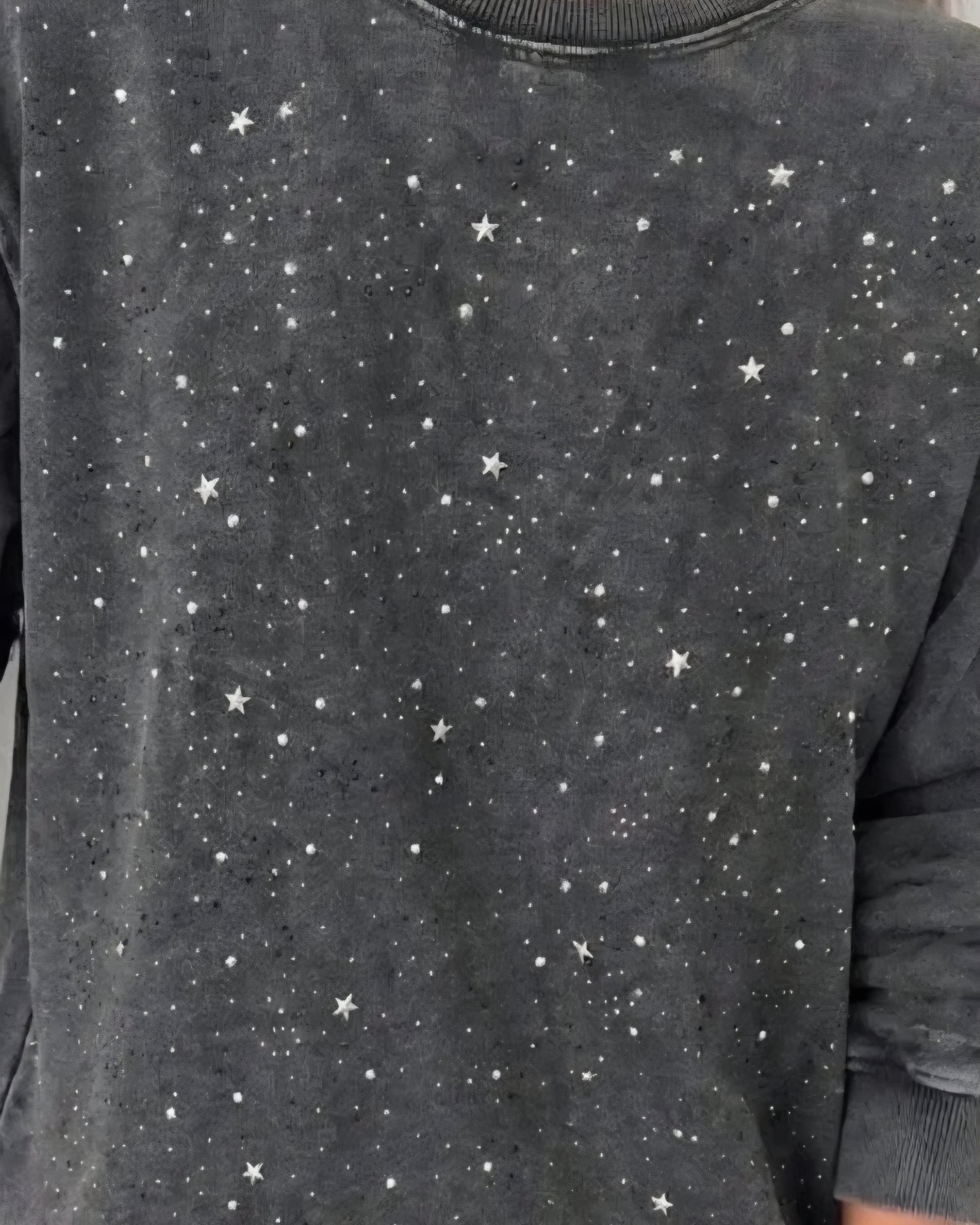 Celestial Embellished Acid Wash Sweatshirt - Washed Charcoal
