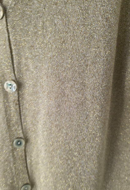 Beige Gold Lame Short Sleeve Cardigan