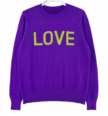 Purple & Lime 'LOVE' Cotton Jumper.