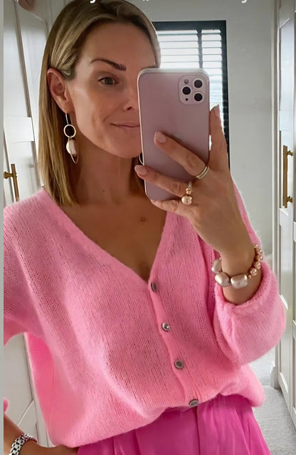 Candy Pink, Mohair Mix, long sleeve cardigan