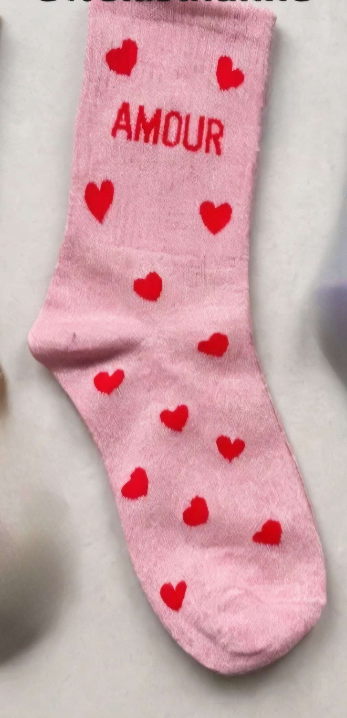 'Amour Metallic Light Pink & Red Heart Socks