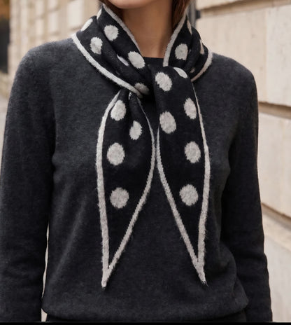 Reversible Polka Dot Wool Blend Scarf