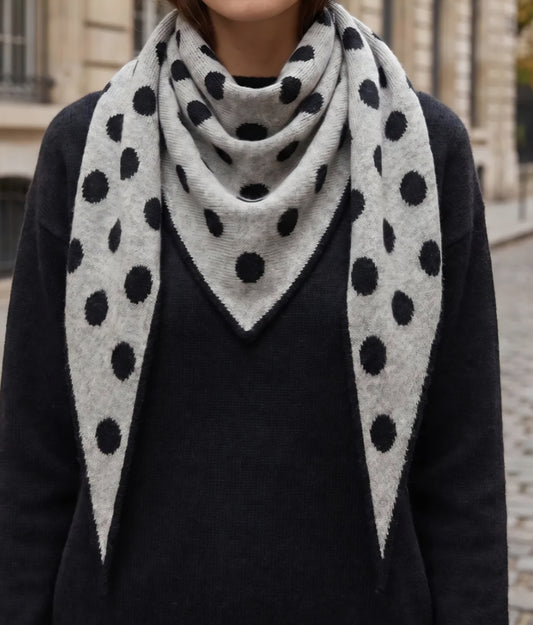 Reversible Polka Dot Wool Blend Scarf