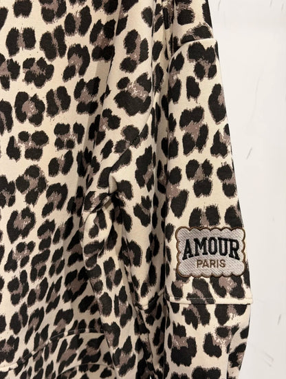 Leopard Print 'Amour Paris' Crewneck Sweatshirt