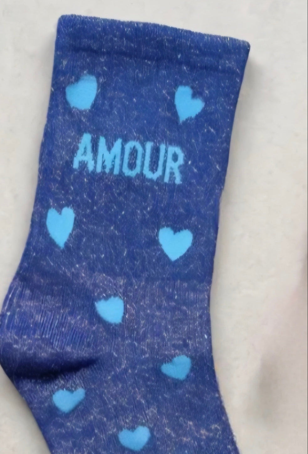 'Amour' Metallic Blue & Light Blue Heart Socks