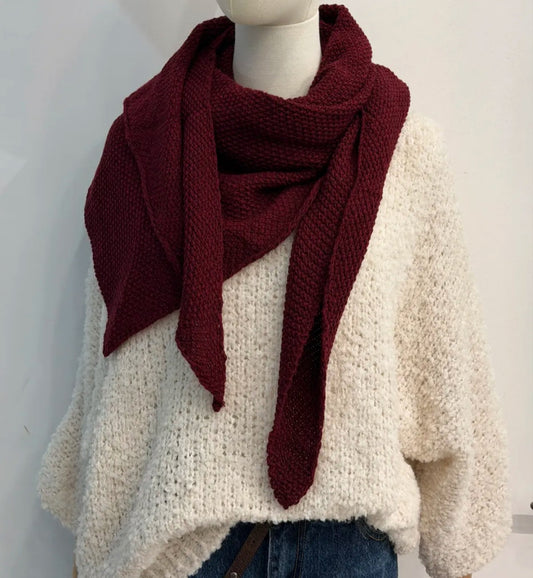 Burgandy Triangle Scarf in Alpaca & Wool Blend