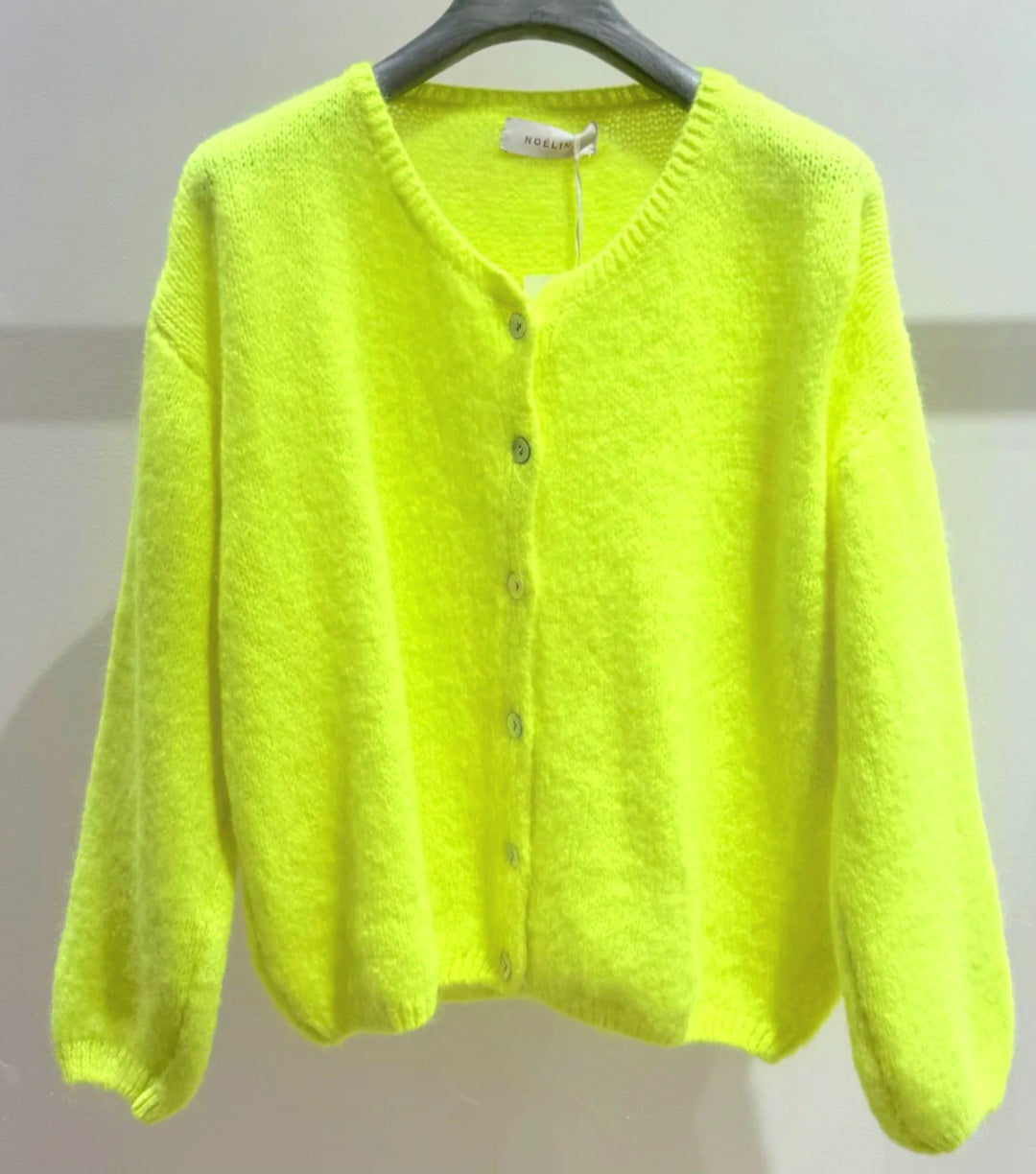 Neon Yellow Kid Mohair & Wool Blend Cardigan