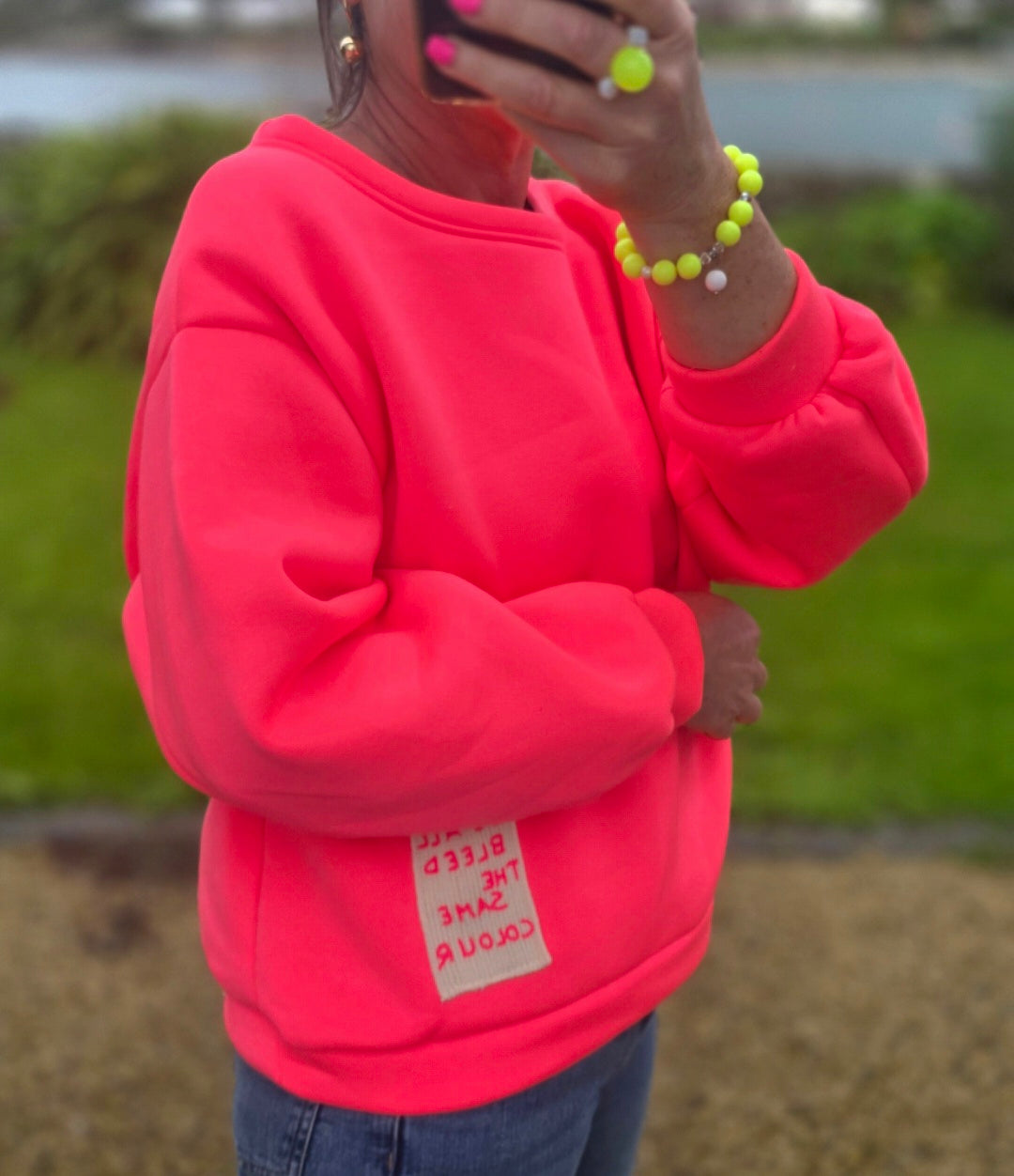 Neon Pink Cotton Sweatshjrt