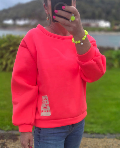 Neon Pink Cotton Sweatshjrt