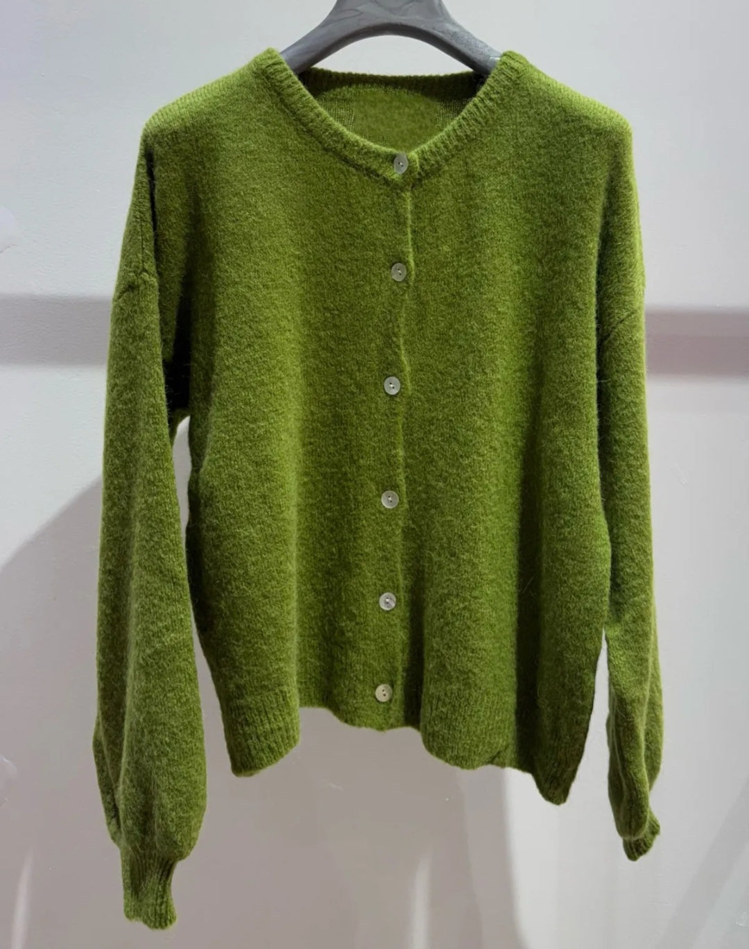 Pitstachio Green Superfine Alpaca and Wool Blend Cardigan