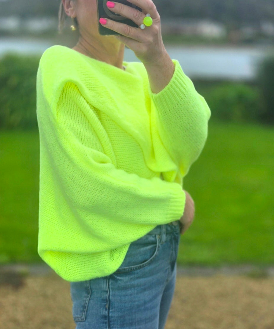 Neon Yellow Italian Made Wrap Front Knit