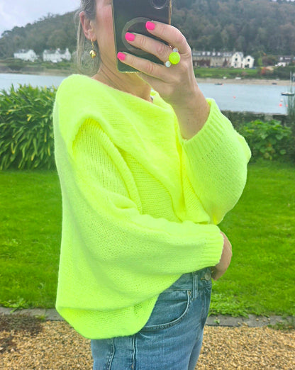 Neon Yellow Italian Made Wrap Front Knit
