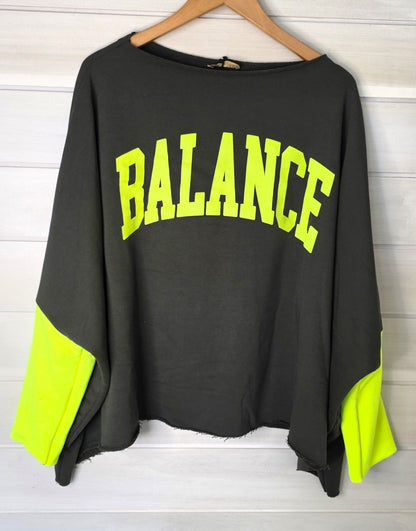 Neon Contrast 'Balance' Raw Edge Slouchy Sweatshirt.