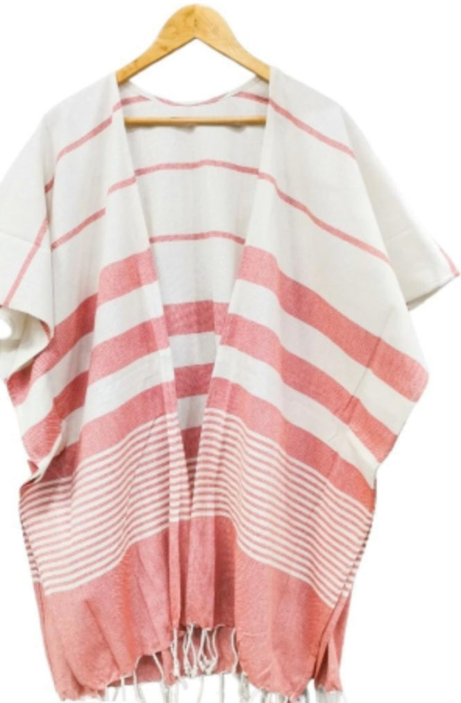 Beach Kimono with Twisted Fringe. Orange