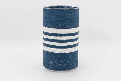 Set of 2 striped glass jars for cooking utensils or as vases.