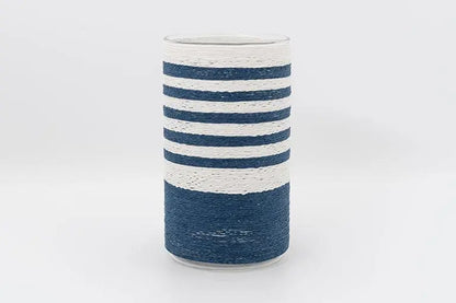 Set of 2 striped glass jars for cooking utensils or as vases.