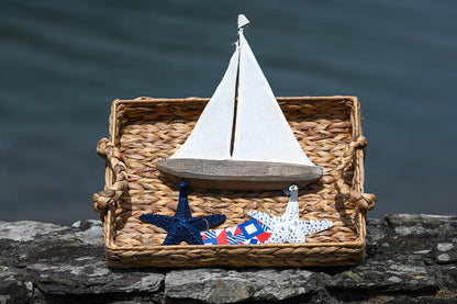 Wood and Canvas Sailboat Ornament