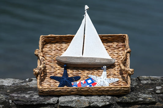 Wood and Canvas Sailboat Ornament