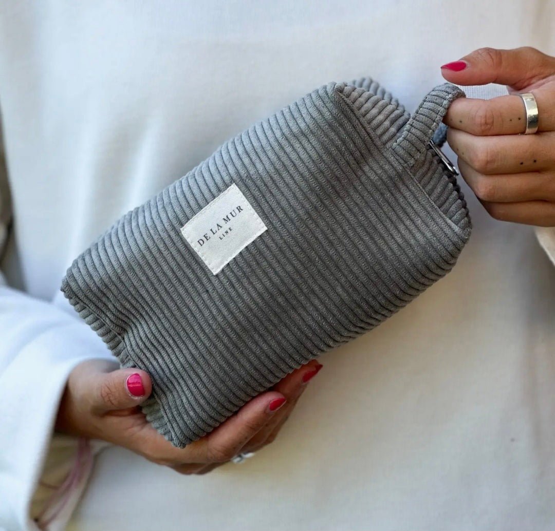 Ash, Medium Toiletry Bag by De La Mur. Corduroy - Cockleshell Crosshaven