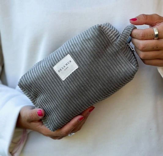 Ash, Medium Toiletry Bag by De La Mur. Corduroy - Cockleshell Crosshaven