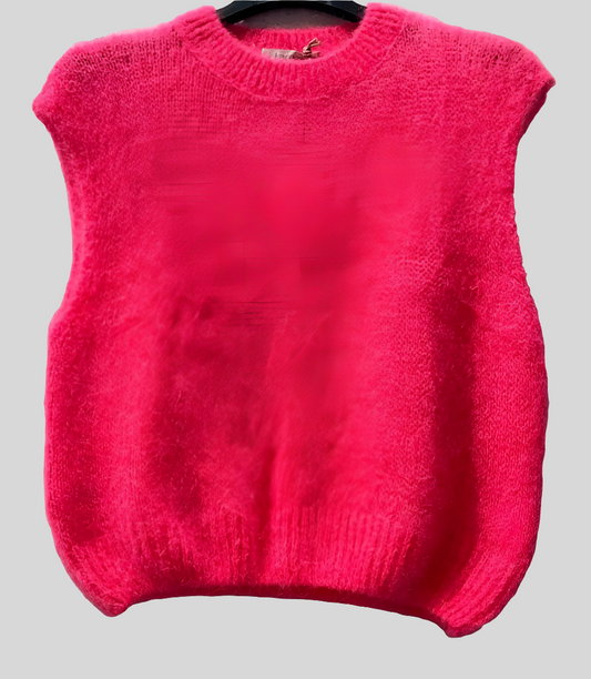 *PRE ORDER. DUE SEPT 9TH*Neon Coral sleeveless 70% mohair tank.