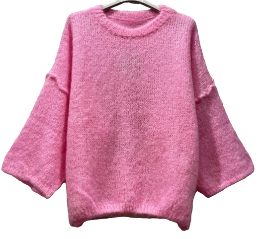Candy Pink Mohair Mix Long sleeve jumper