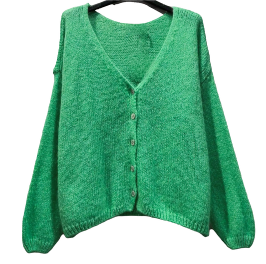 * PRE SALE* * IN STOCK SEPT 9TH* Green Mohair Mix long sleeve cardigan.