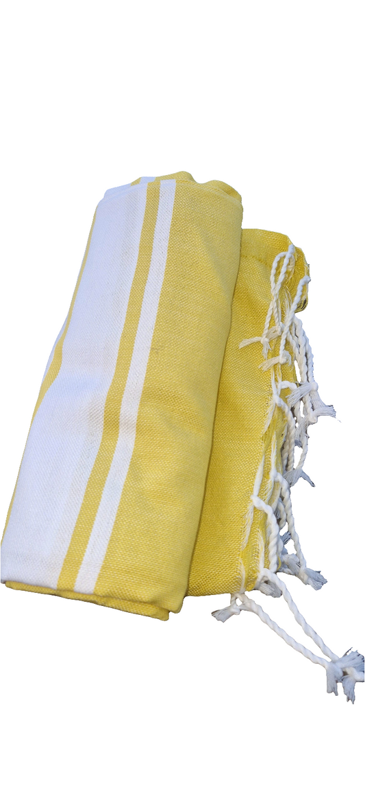 Fouta Towel/Throw in Yellow and White Stripe
