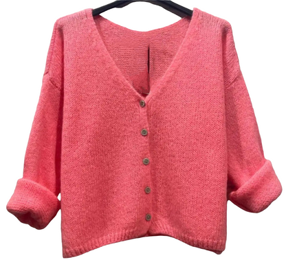 *PRE SALE* IN STOCK SEPT 9TH* Rose Peach, V Neck, Long sleeve, Mohair Mix cardigan