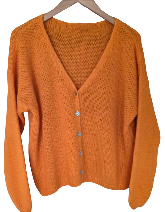 Mandarin Orange Mohair Mix long sleeve cardigan