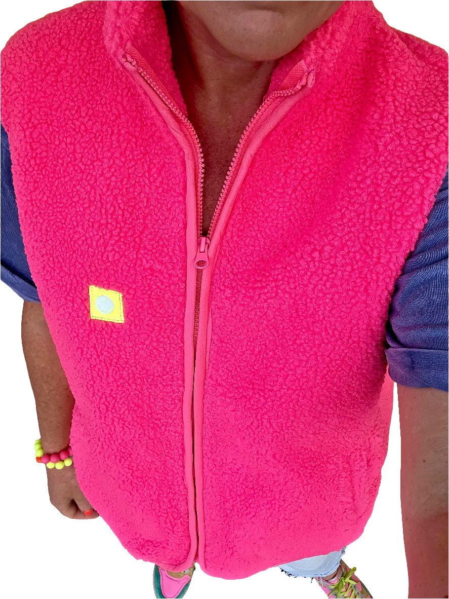 Neon Pink Fleece, zipped gilet