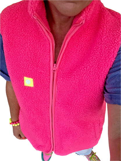 Neon Pink Fleece, zipped gilet