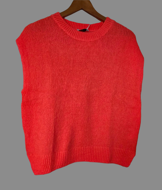 Neon Coral Mohair Mix Vest/Tank