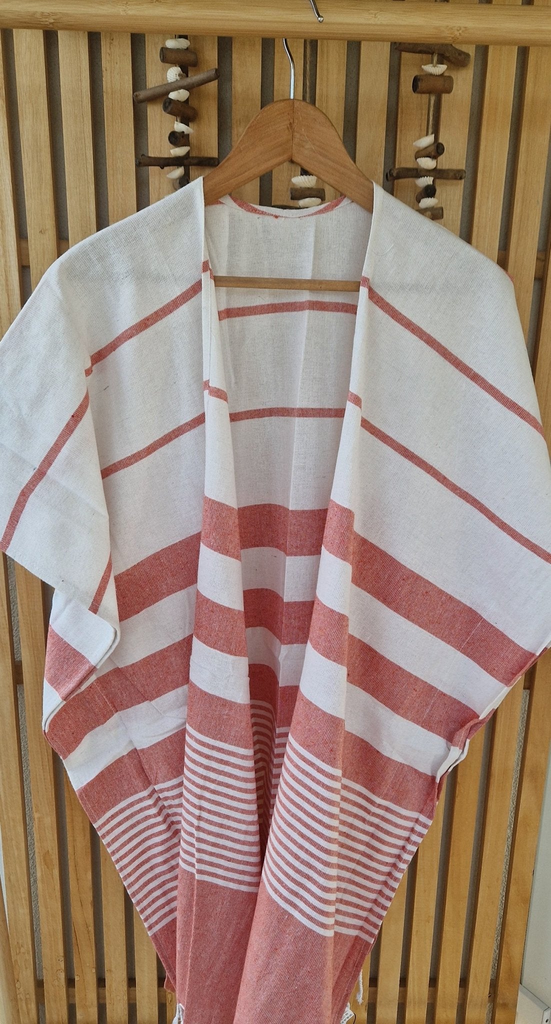 Beach Kimono with Twisted Fringe. Orange - Cockleshell Crosshaven