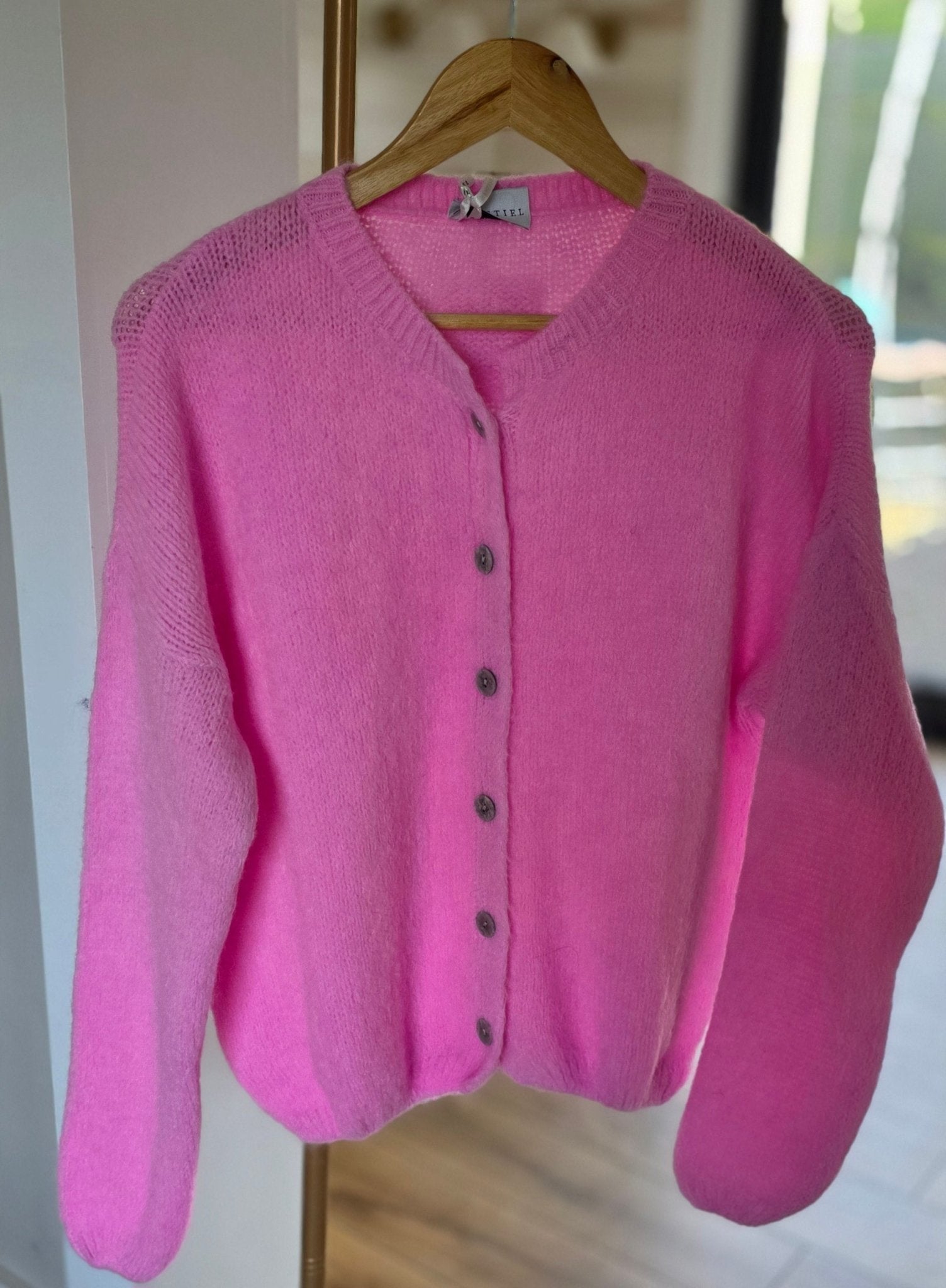 Candy Pink Kid Mohair & Wool Mix Cardigan - Cockleshell Crosshaven