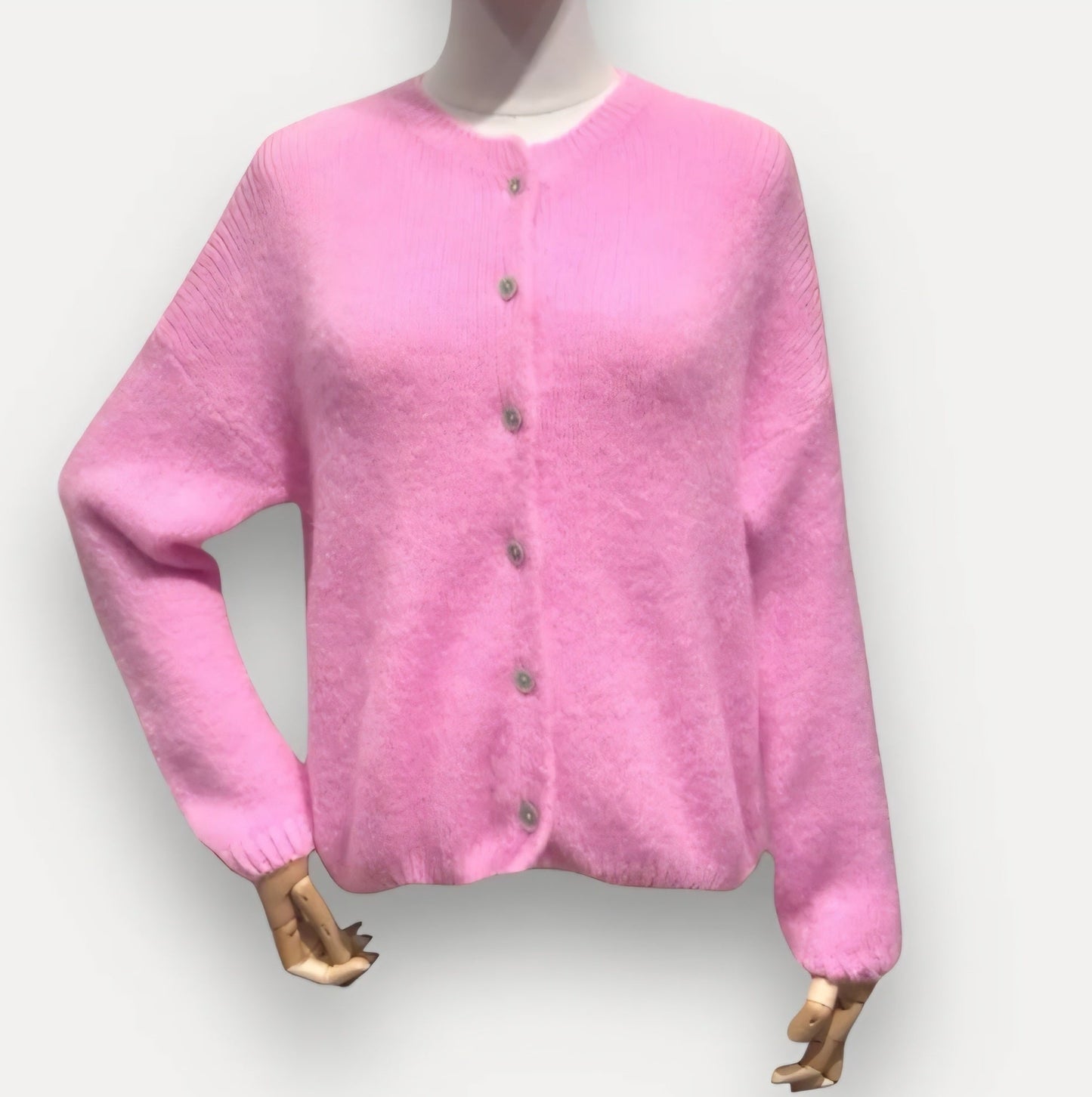 Candy Pink Kid Mohair & Wool Mix Cardigan - Cockleshell Crosshaven