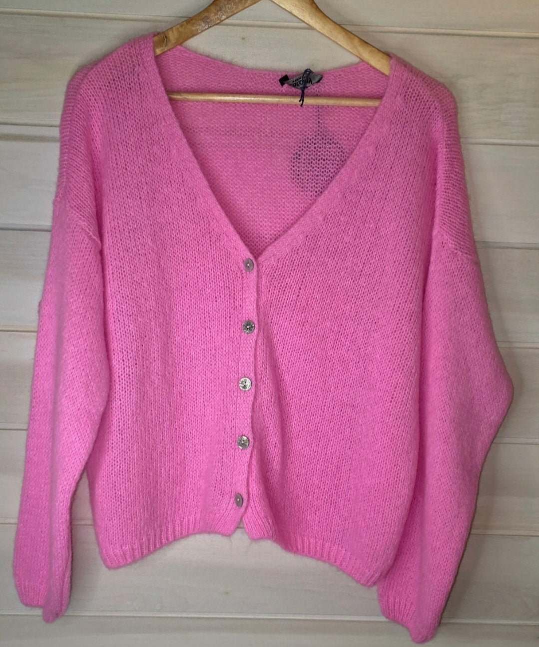 Candy Pink, Mohair Mix, long sleeve cardigan - Cockleshell Crosshaven