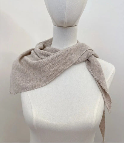 Cashmere & Wool Mix Triangle scarf in Oatmeal Beige - Cockleshell Crosshaven