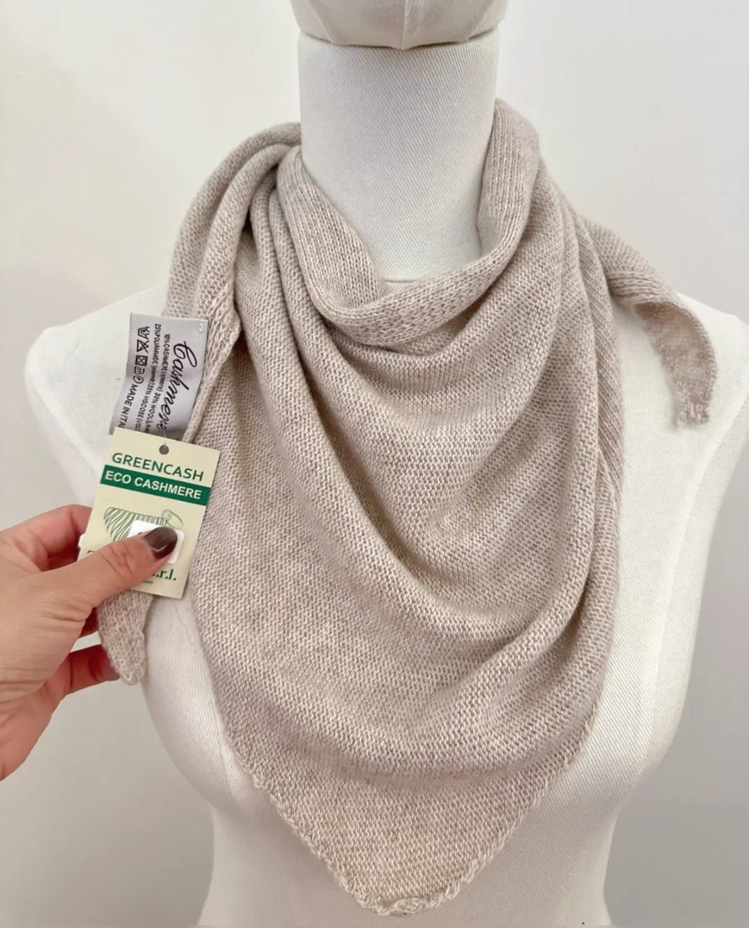 Cashmere & Wool Mix Triangle scarf in Oatmeal Beige - Cockleshell Crosshaven