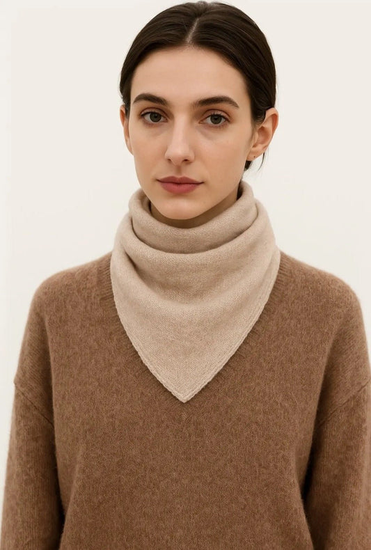 Cashmere & Wool Mix Triangle scarf in Oatmeal Beige - Cockleshell Crosshaven