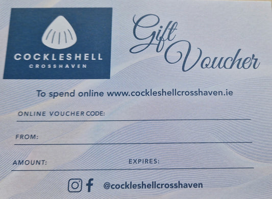 Cockleshell Crosshaven Gift Voucher. Multiple denomination options starting at €10 - Cockleshell Crosshaven