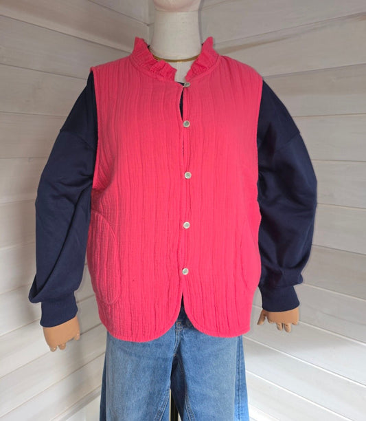 Cotton Gauze Vest/ Gilet in pure cotton - Cockleshell Crosshaven