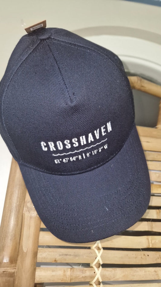 Crosshaven Baseball Hat. One size. Navy. Velcro Adjuster. - Cockleshell Crosshaven