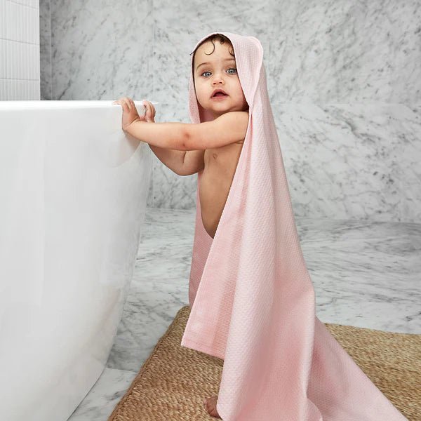Dock and Bay. Baby/Toddler Hooded Towel in Peekaboo Pink. Carbon Neutral Product - Cockleshell Crosshaven