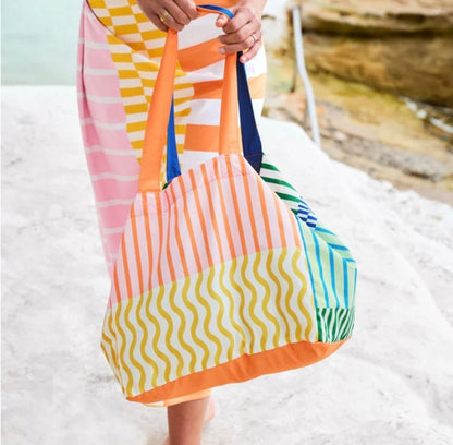 Dock & Bay Everyday Tote Bag Compact & Foldable Bag. Stripe up your life - Cockleshell Crosshaven