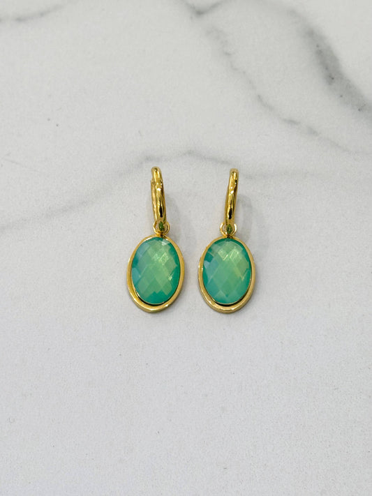 Lea Hoop Earrings : Aqua Green. Waterproof